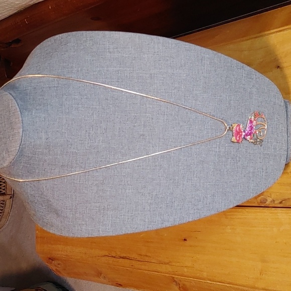 Cute Cloisonne Style Colourful Cat with Fish Charm Necklace - Picture 2 of 7